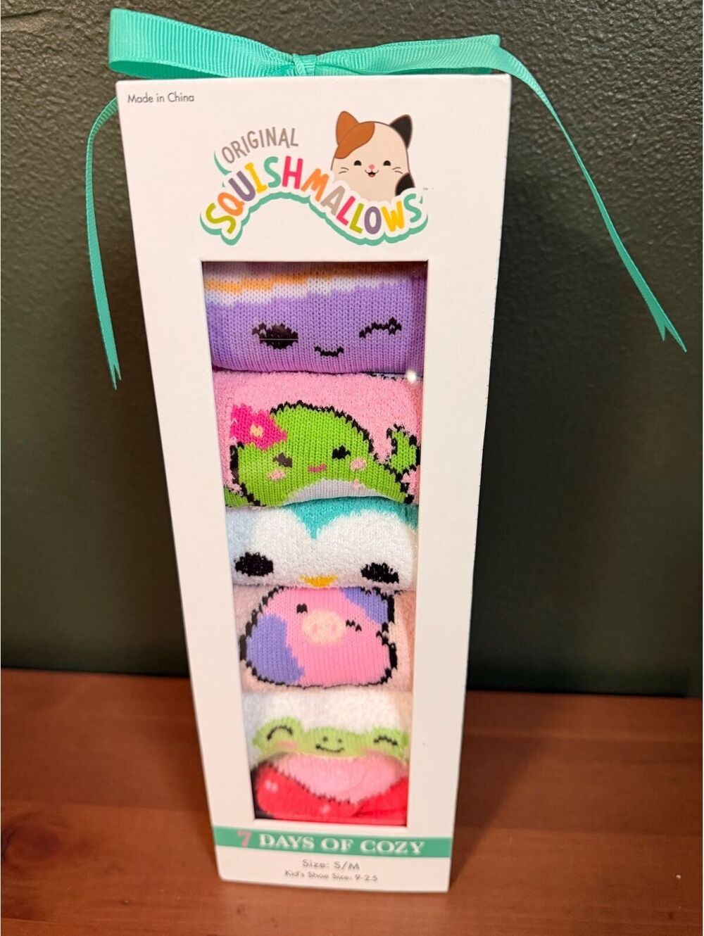Squishmallows Kids 7 Days of Cozy Socks Gift Set S/M Shoe Size 9-2.5 NEW